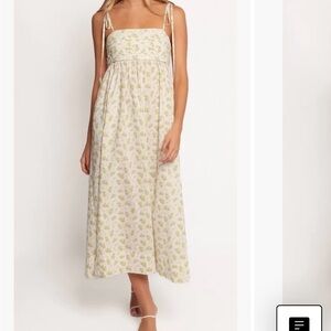 Cotton white dress with yellow and green florals